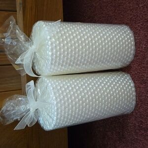 Elegant White Pillar Pearl Candles